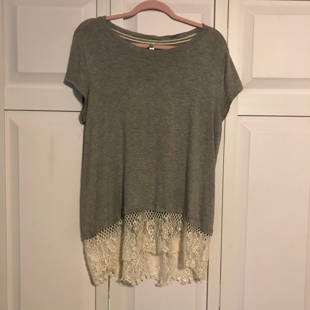 Grey and lace T-shirt